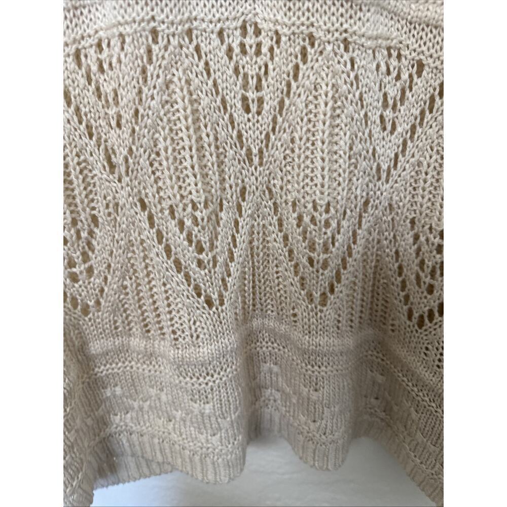 Oversized Drop Shoulder Cream beige Sweater Size Medium loose knit boho - Picture 8 of 11